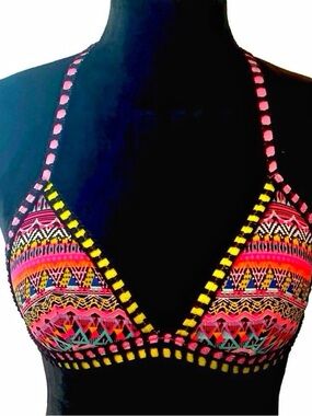 Victoria's Secret Neon Boho Paisley Triangle Bikini Top Women's Size XS NWOT